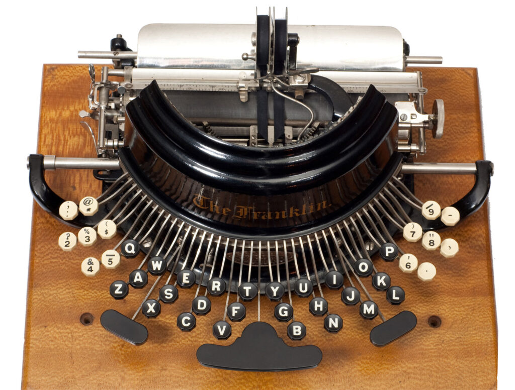 Top view of the Franklin 2 typewriter.